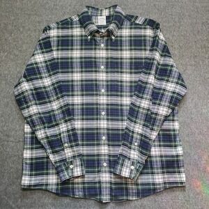 Brooks Brothers Regent Flannel Shirt Mens XL Green Blue White Plaid Button Down